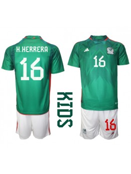Otroški Nogometna dresi replika Mehika Hector Herrera #16 Domači SP 2022 Kratek rokav (+ hlače)